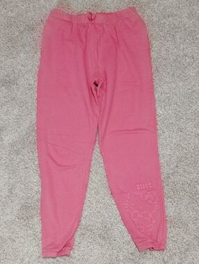 Hello Kitty Pink Girls Sweatpants with Embossed Kitty